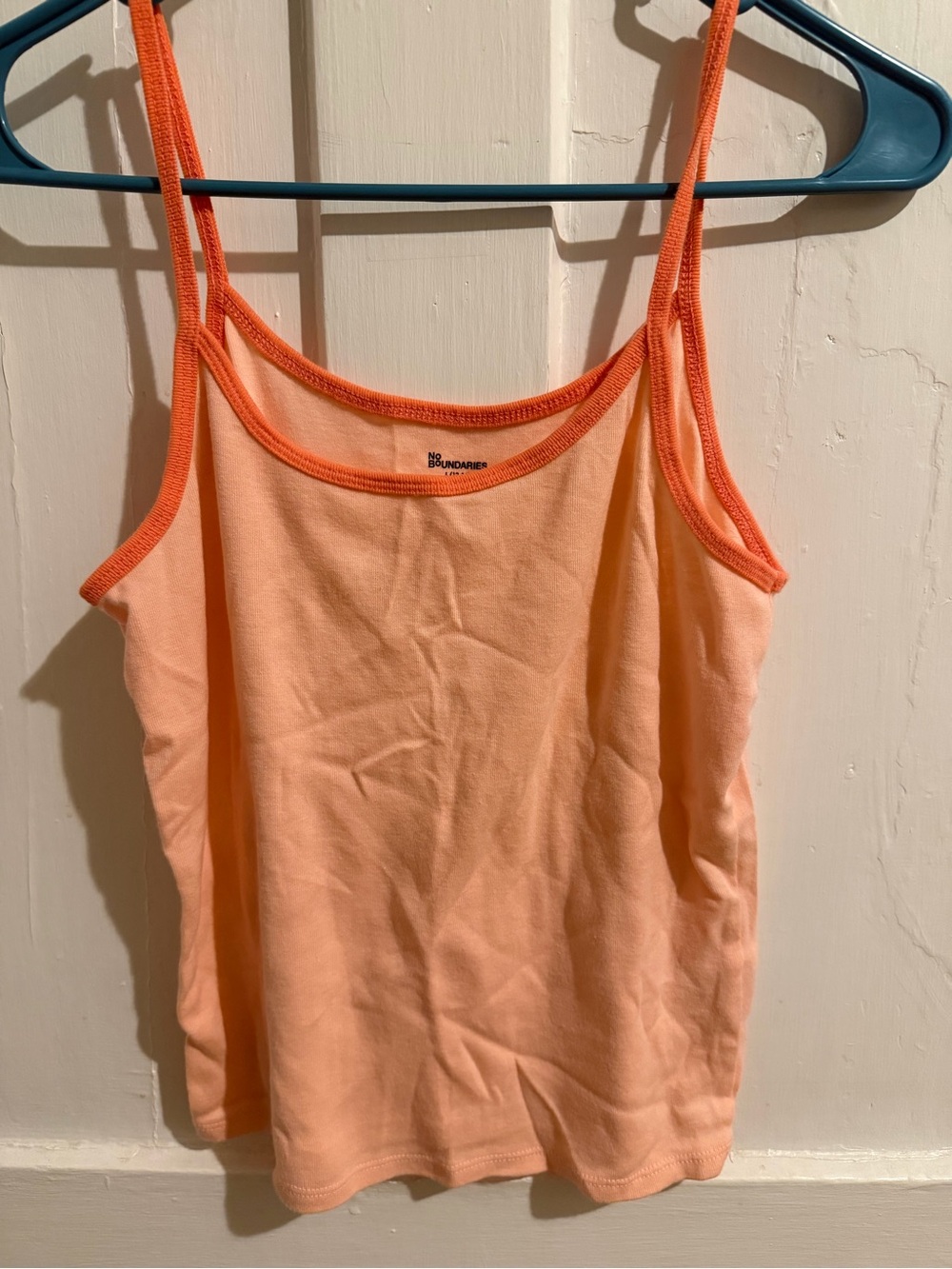 No Boundaries Peach Tank with Orange Trim